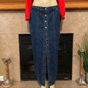 Used Skirt New Horizon Blue Denim Button Front Long Skirt